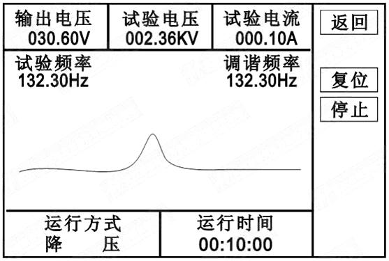 串联谐振试验装置自动试验降压界面